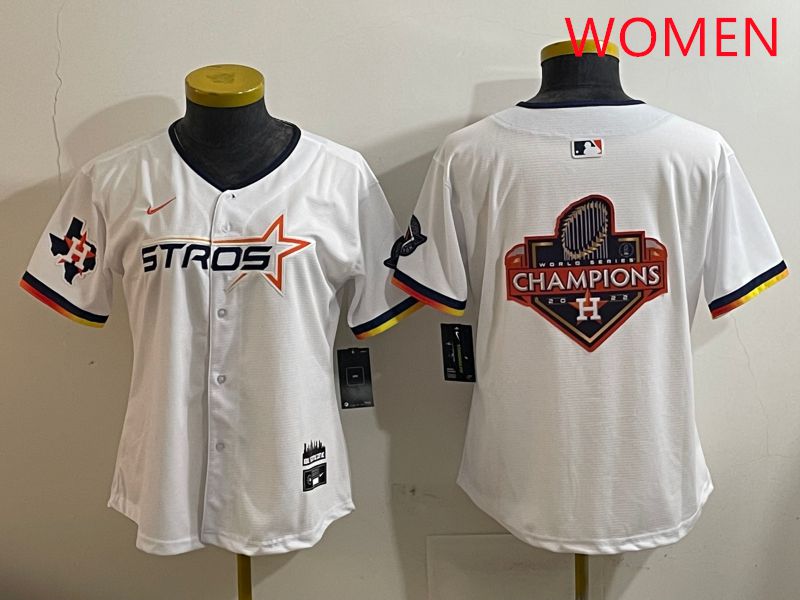 Women Houston Astros Blank White three generations Joint Name Nike 2025 MLB Jersey style 22->women mlb jersey->Women Jersey